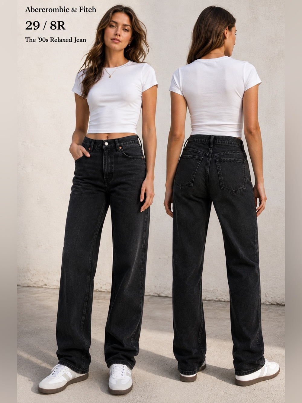 Abercrombie & Fitch 90s Relaxed Jeans Womens  29/8 Black High Rise Straight Leg